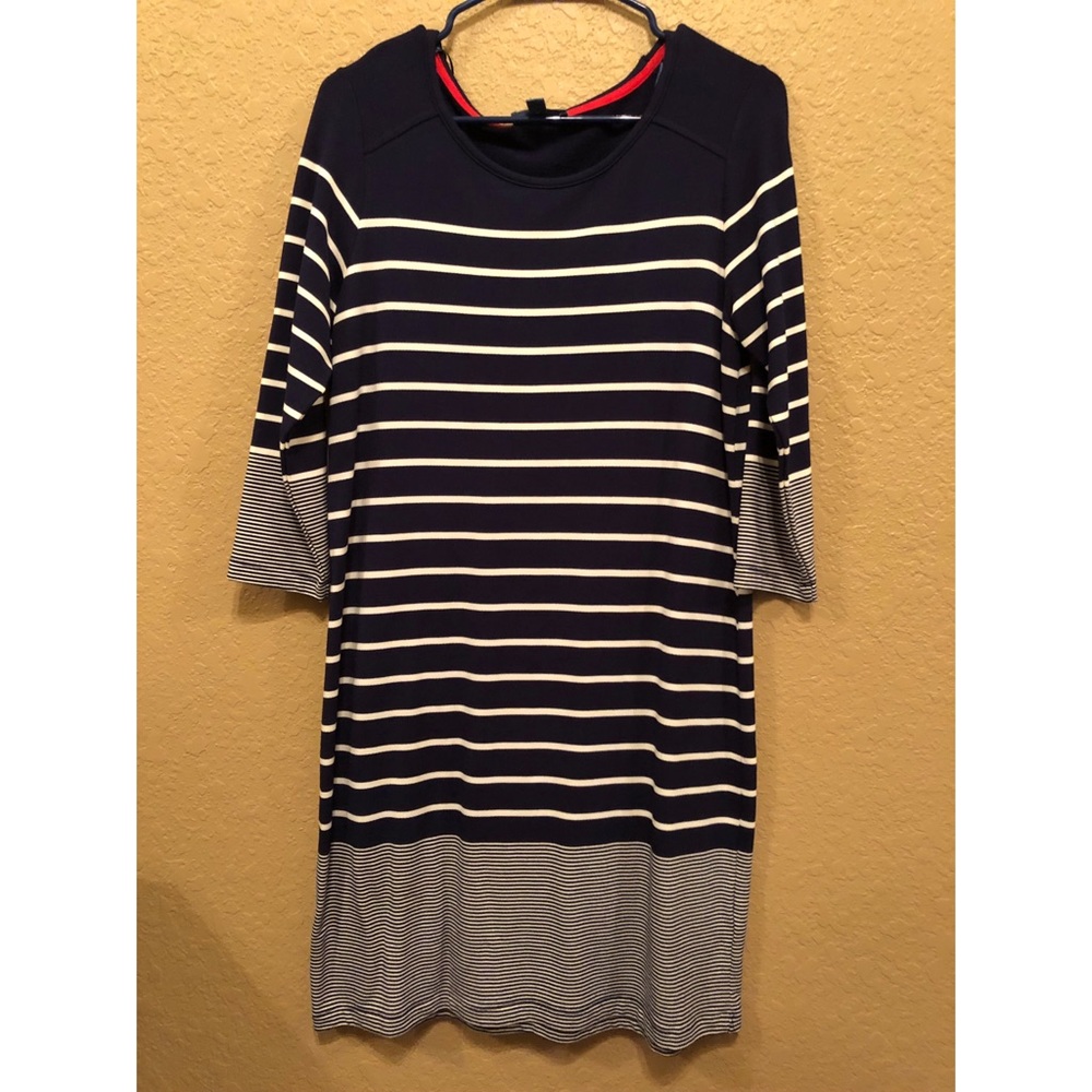 Navy Striped Long Sleeve Dress